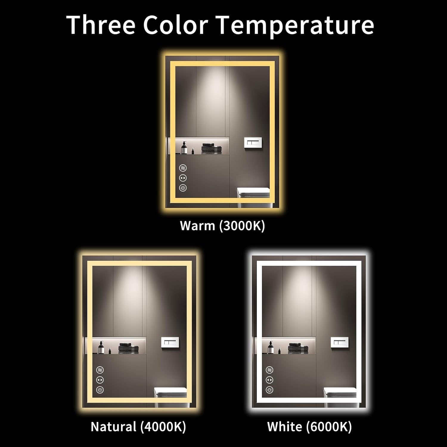 24” x 32” LED Smart Bathroom Mirror | Backlit + Front Lit Anti-Fog Dimmable Vanity Mirror
