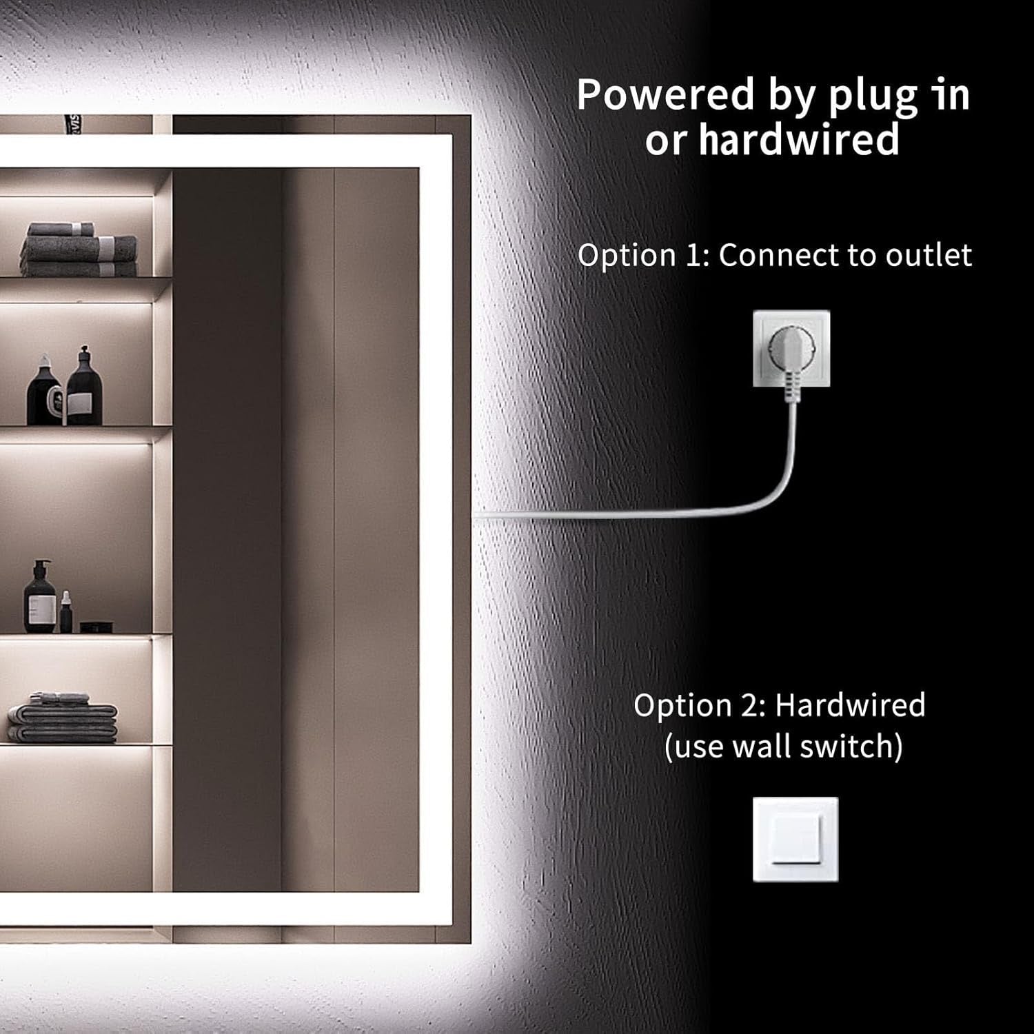 24” x 32” LED Smart Bathroom Mirror | Backlit + Front Lit Anti-Fog Dimmable Vanity Mirror