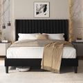 Yaheetech Upholstered Queen Platform Bed | Fabric Headboard with Wingback Design – No Box Spring Needed