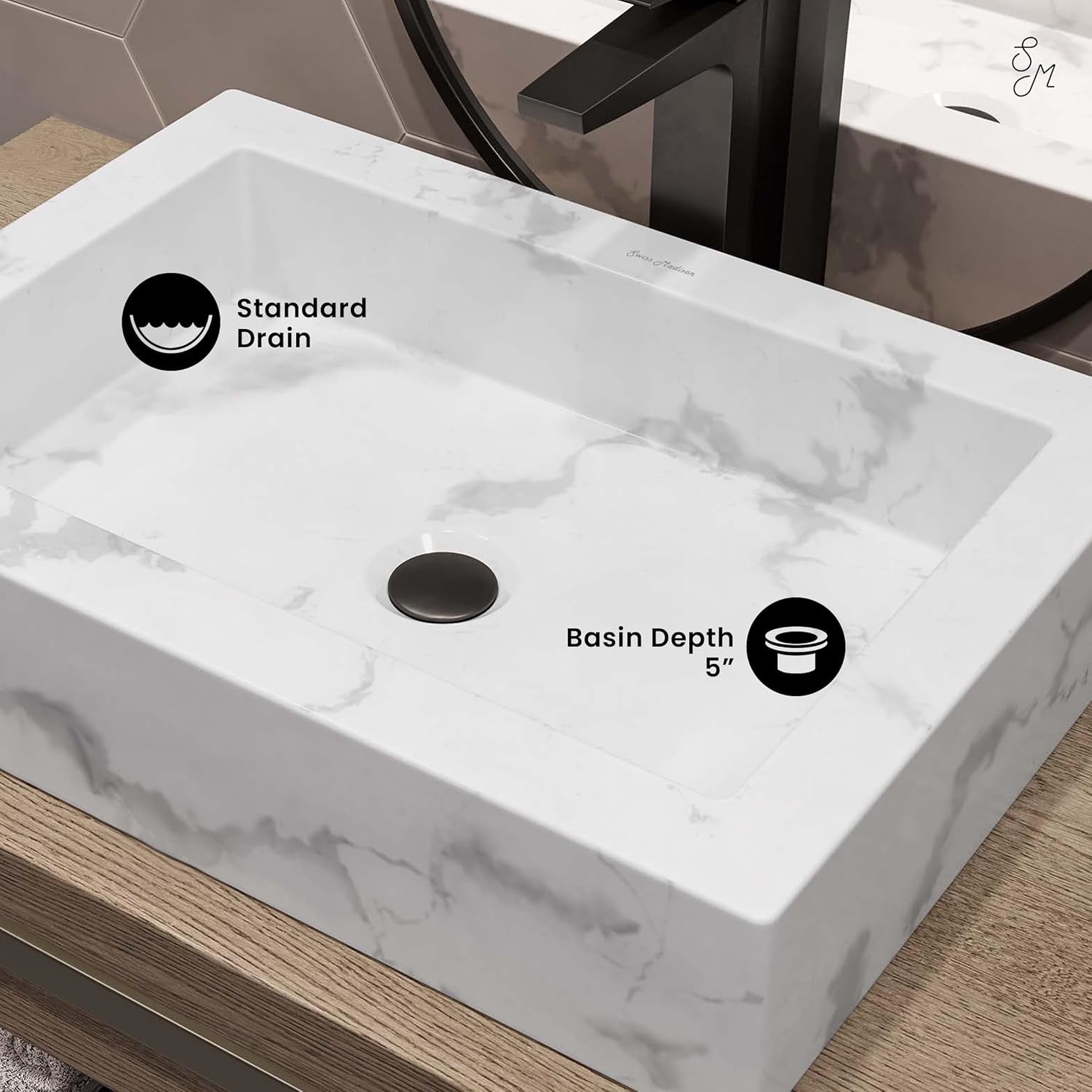 Voltaire 22” White Marble Ceramic Vessel Sink | Sculptural Bathroom Basin