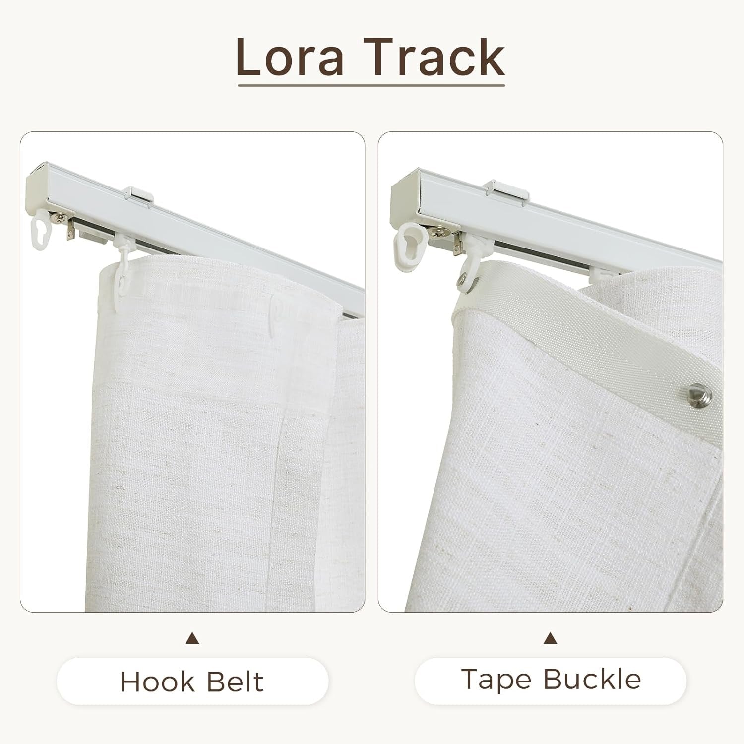 TWOPAGES Custom Ripple Fold Linen Curtains with Ceiling Track Kit – Light Filtering Designer Drapery