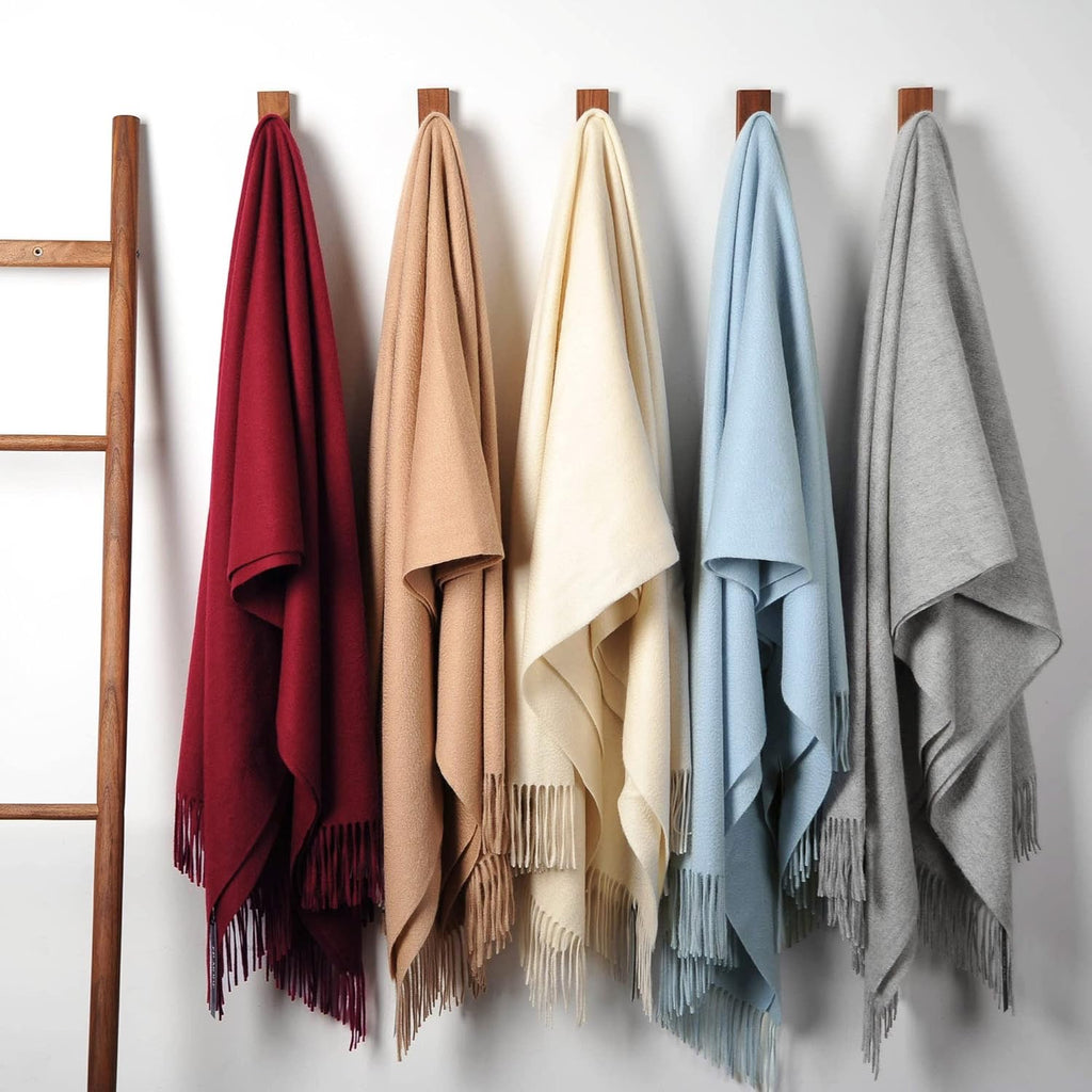 EP Mode 100% Pure Cashmere Throw Blanket | Whisper White Luxury Sofa & Bed Throw
