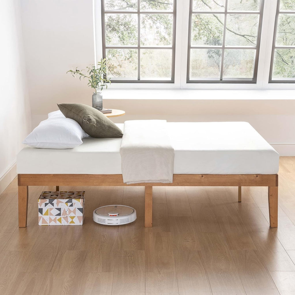 Mellow Naturalista Classic 16" Solid Wood King Platform Bed | Natural Pine Frame with Wooden Slats
