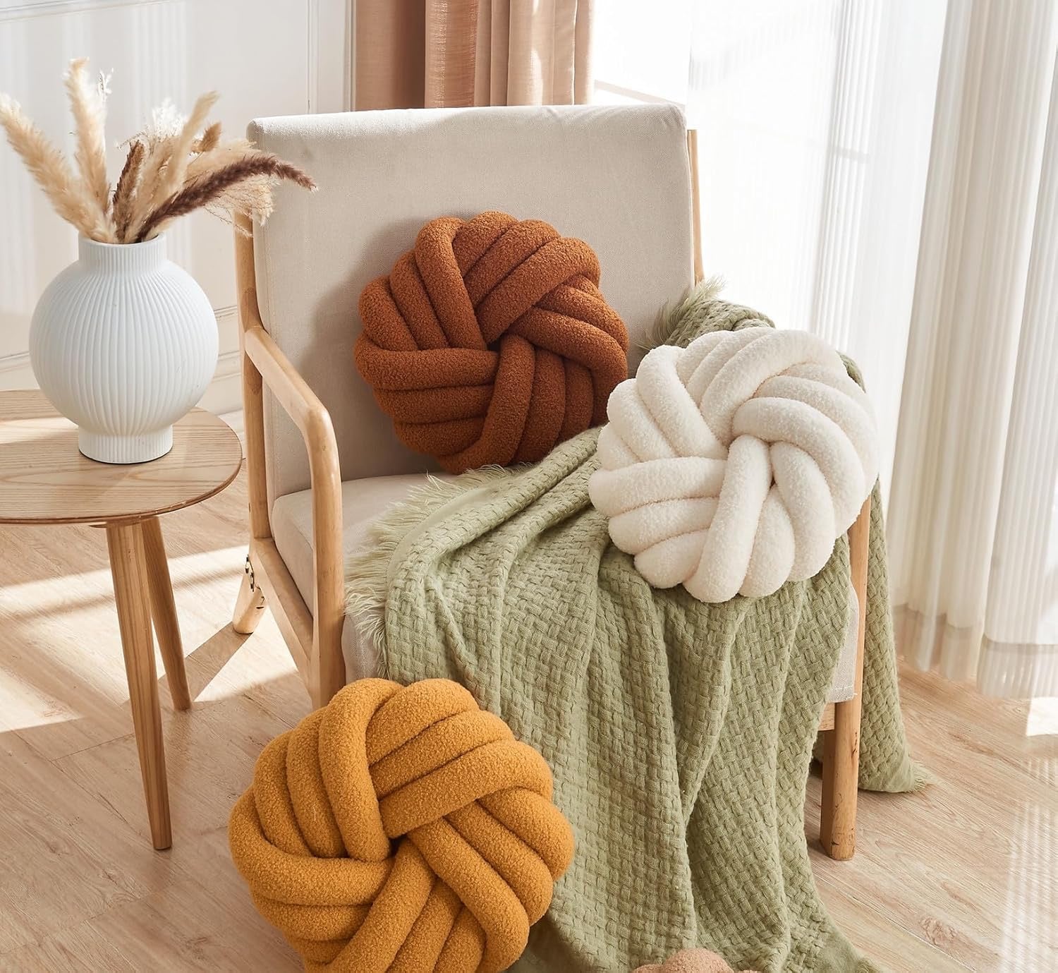 Nordic Cream Ball Throw Pillow | Modern Round Decorative Cushion for Sofa & Bed