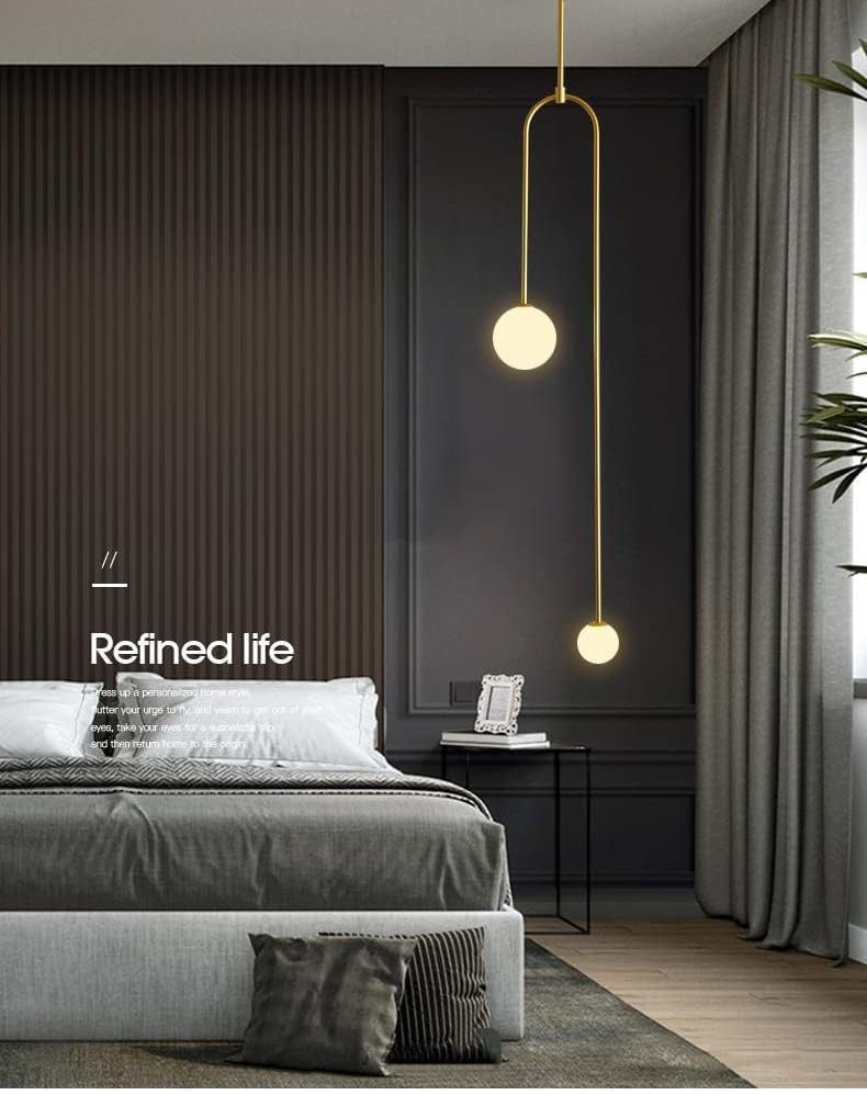 Linear Gold Globe Chandelier – Frosted Glass Pendant Light for Kitchen Island & Dining Room