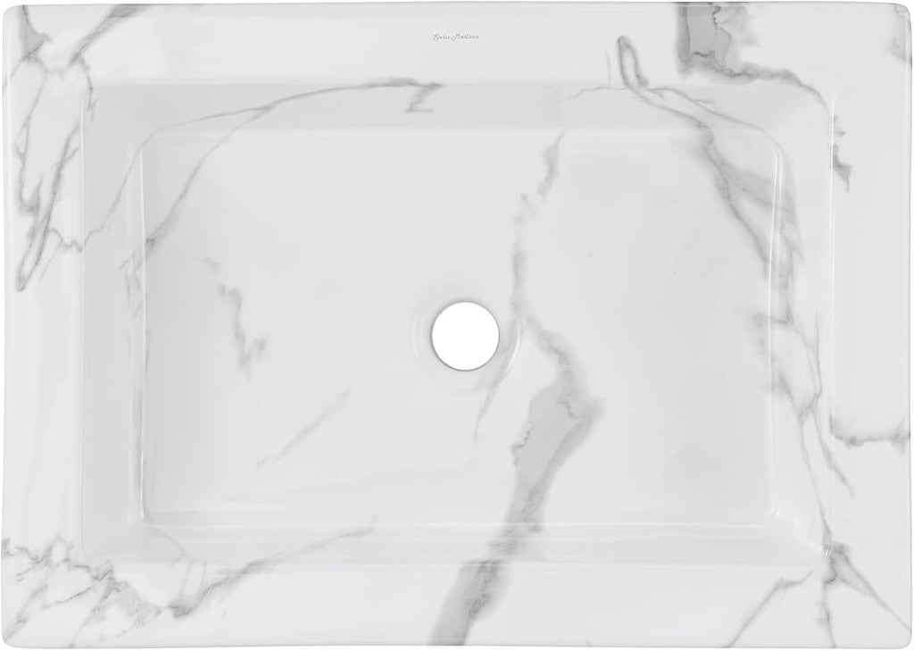 Voltaire 22” White Marble Ceramic Vessel Sink | Sculptural Bathroom Basin