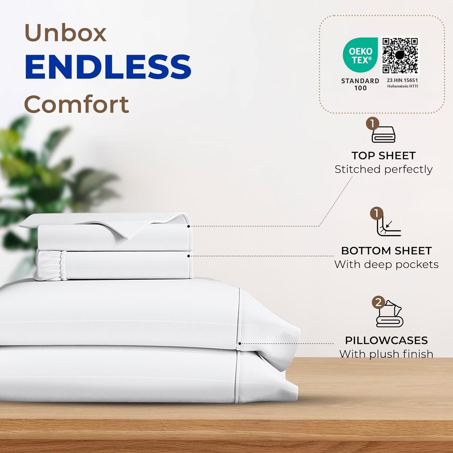 THREAD SPREAD 600 Thread Count Egyptian Cotton King Sheet Set | Cooling Sateen Deep Pocket Sheets – White