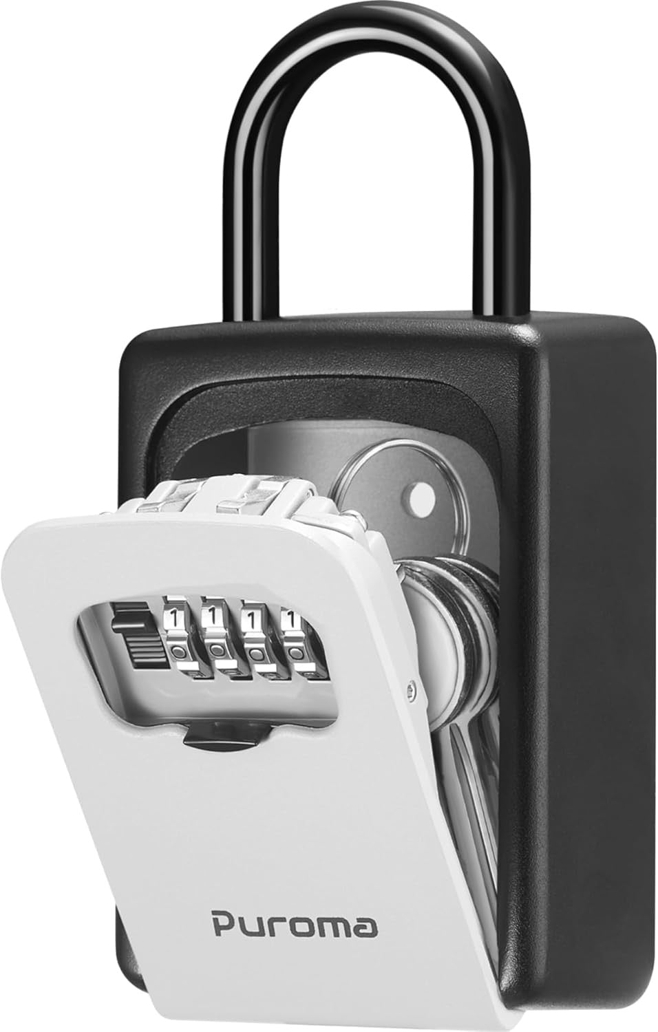 Puroma Large Key Lock Box Resettable Combination | Portable Wall Mount Outdoor Key Safe Security Box Gray