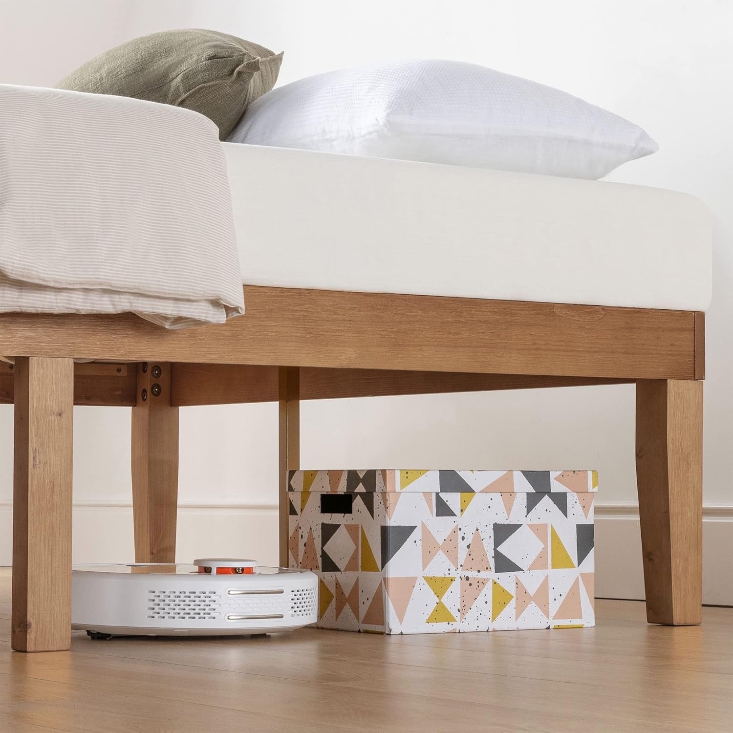 Mellow Naturalista Classic 16" Solid Wood King Platform Bed | Natural Pine Frame with Wooden Slats