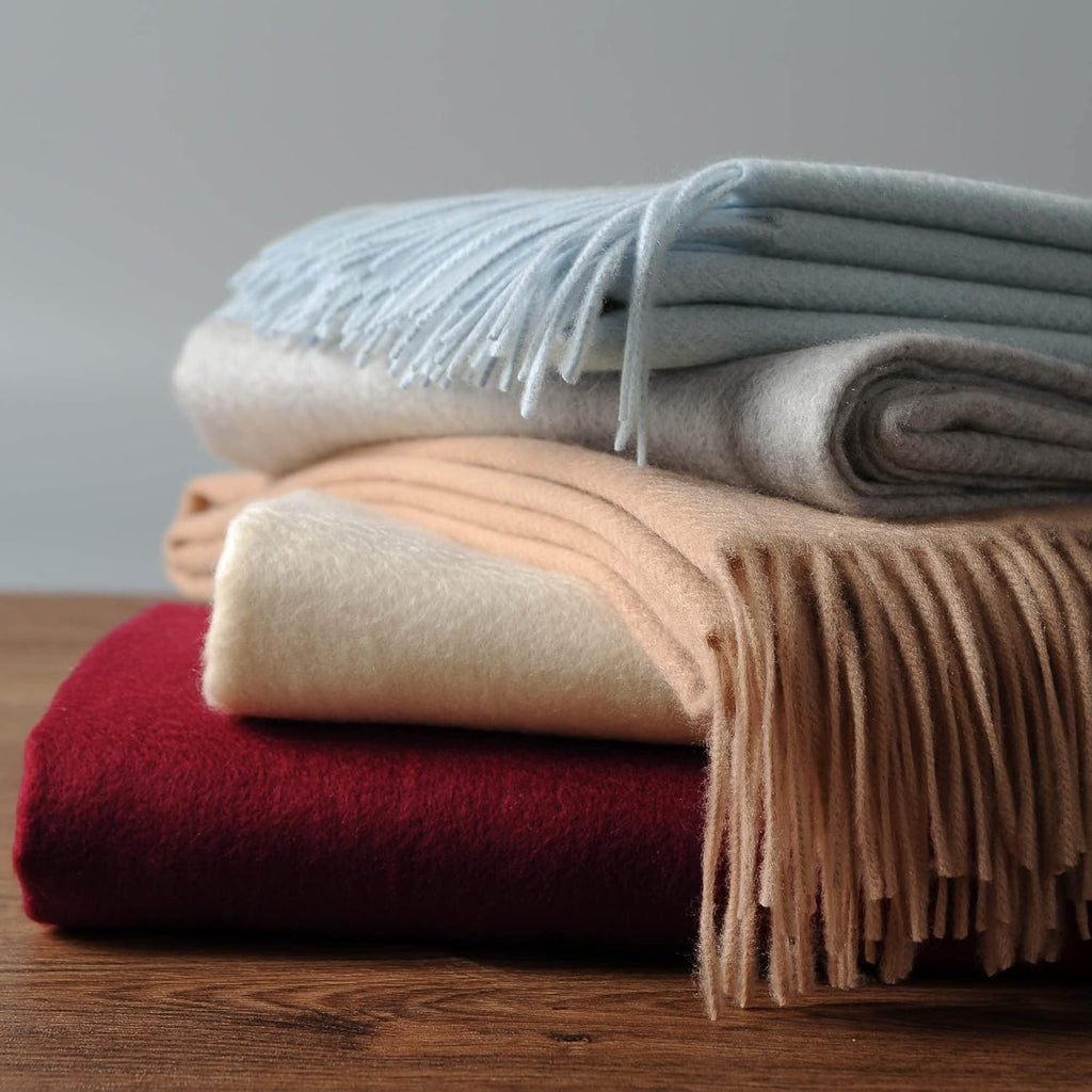 EP Mode 100% Pure Cashmere Throw Blanket | Whisper White Luxury Sofa & Bed Throw