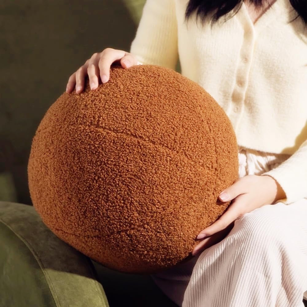 Nordic Cream Ball Throw Pillow | Modern Round Decorative Cushion for Sofa & Bed