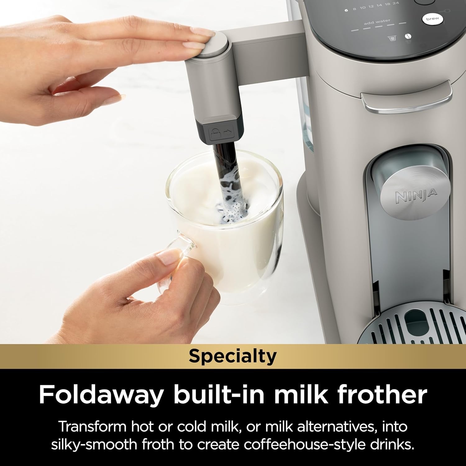Ninja Pods & Grounds Specialty Single-Serve Coffee Maker with Milk Frother | Compact, K-Cup Compatible