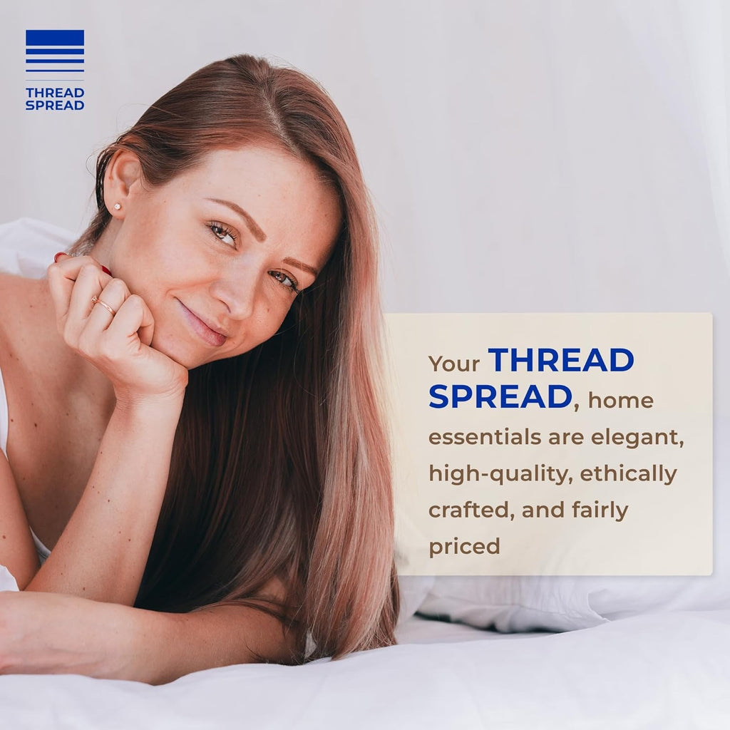 THREAD SPREAD 600 Thread Count Egyptian Cotton King Sheet Set | Cooling Sateen Deep Pocket Sheets – White