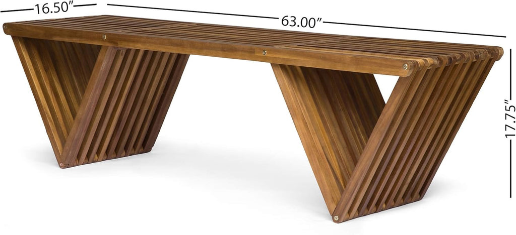 Christopher Knight Esme Outdoor Acacia Wood Bench | Teak Finish Patio & Garden Seating