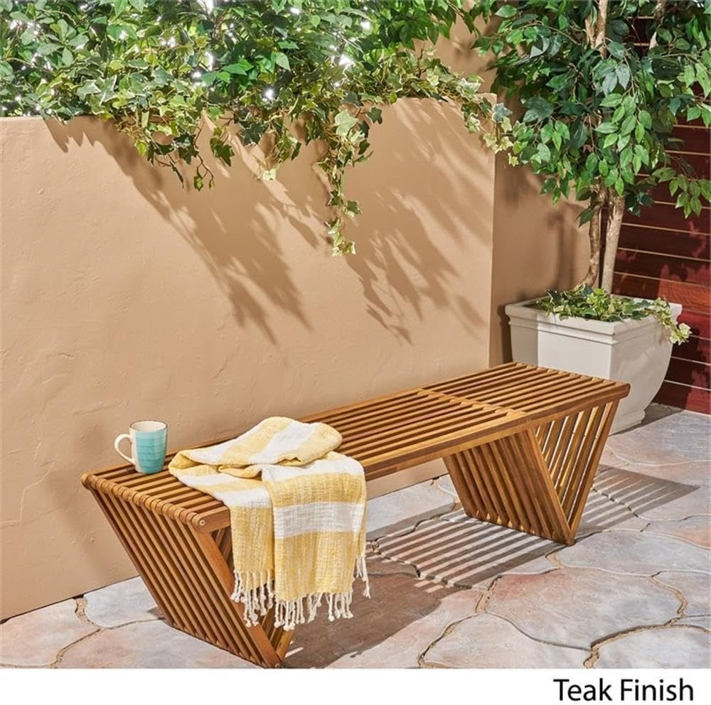 Christopher Knight Esme Outdoor Acacia Wood Bench | Teak Finish Patio & Garden Seating