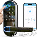 Keyless Entry Fingerprint Smart Lock with Handle | App-Controlled Biometric Keypad Door Lock (Silver)