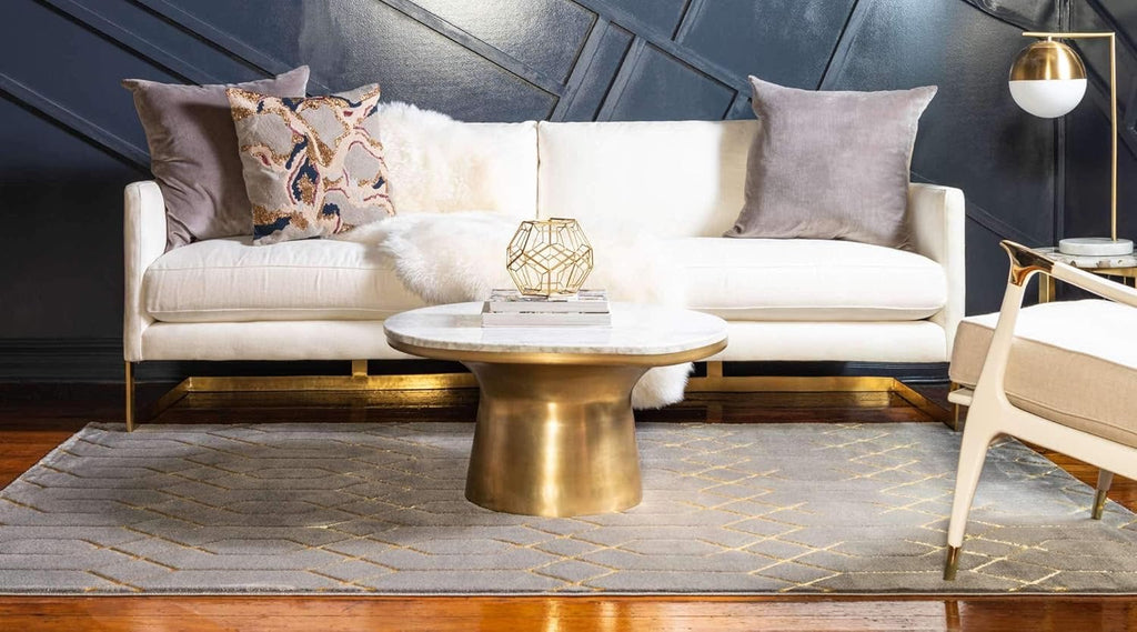 Unique Loom Marilyn Monroe Glam Trellis Area Rug | Gray & Gold 5' x 8'
