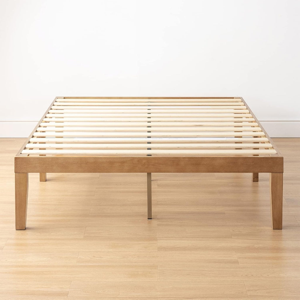 Mellow Naturalista Classic 16" Solid Wood King Platform Bed | Natural Pine Frame with Wooden Slats