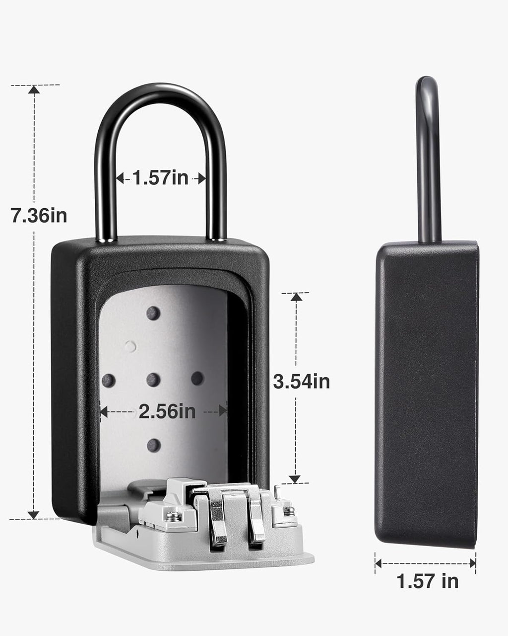 Puroma Large Key Lock Box Resettable Combination | Portable Wall Mount Outdoor Key Safe Security Box Gray