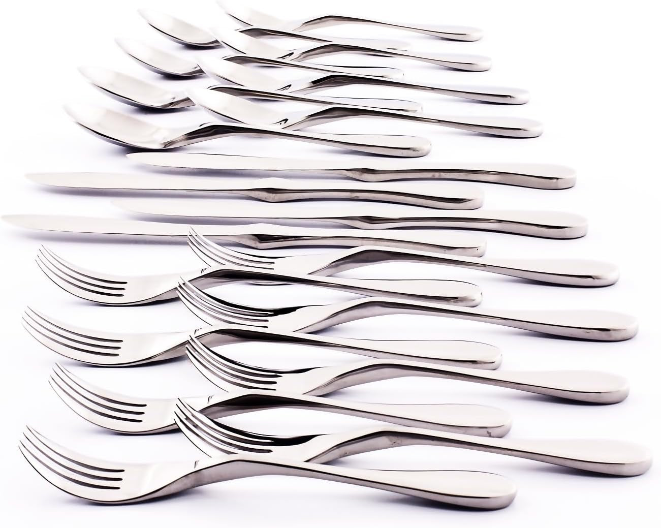 Knork Original Cutlery Flatware Set | 20-Piece 18/10 Stainless Steel Gloss Silver Utensils (Ergonomic Modern Silverware Set)