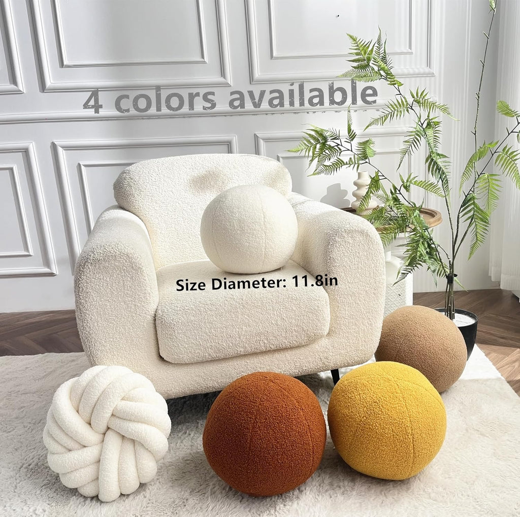 Nordic Cream Ball Throw Pillow | Modern Round Decorative Cushion for Sofa & Bed