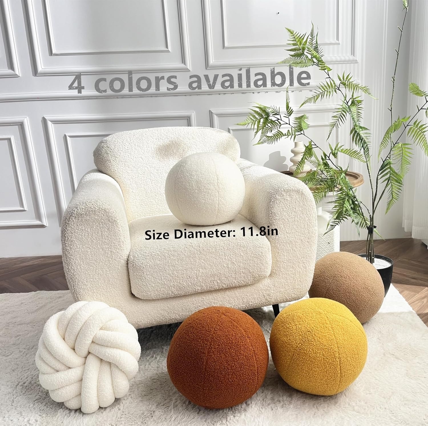 Nordic Cream Ball Throw Pillow | Modern Round Decorative Cushion for Sofa & Bed