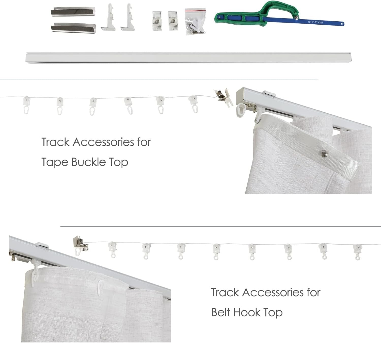 TWOPAGES Custom Ripple Fold Linen Curtains with Ceiling Track Kit – Light Filtering Designer Drapery