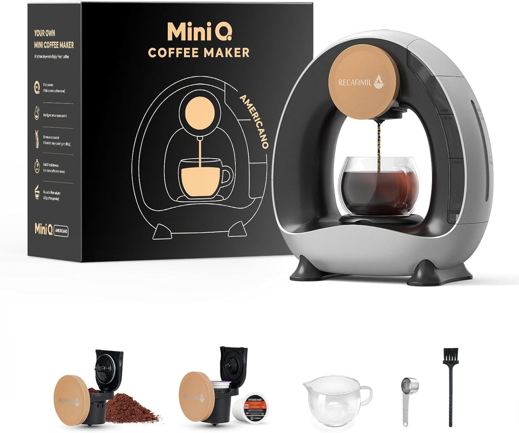 MINI Q 2-in-1 Single Serve Coffee Maker | Compact K-Cup & Ground Coffee Brewer – Grey
