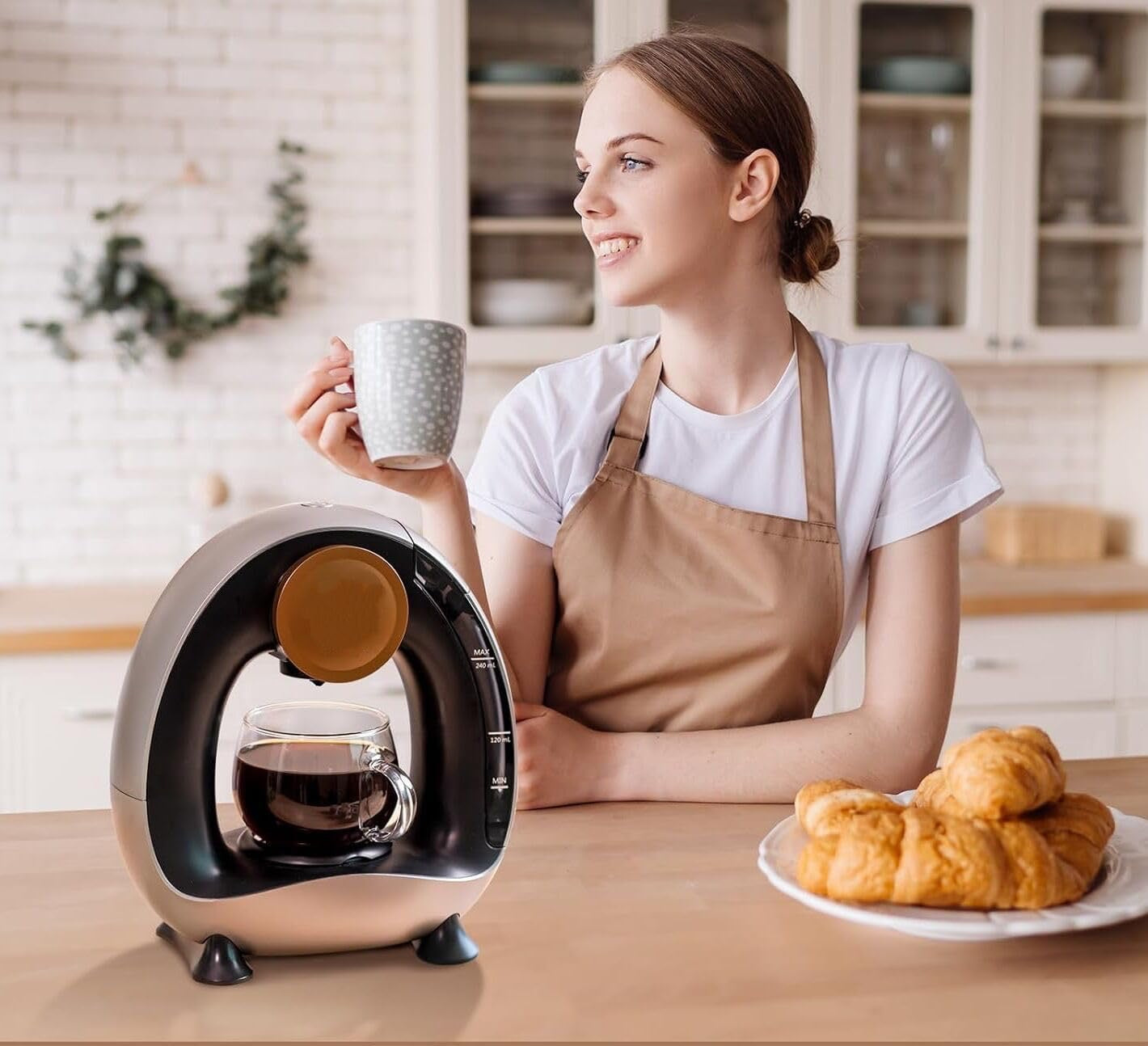 MINI Q 2-in-1 Single Serve Coffee Maker | Compact K-Cup & Ground Coffee Brewer – Grey