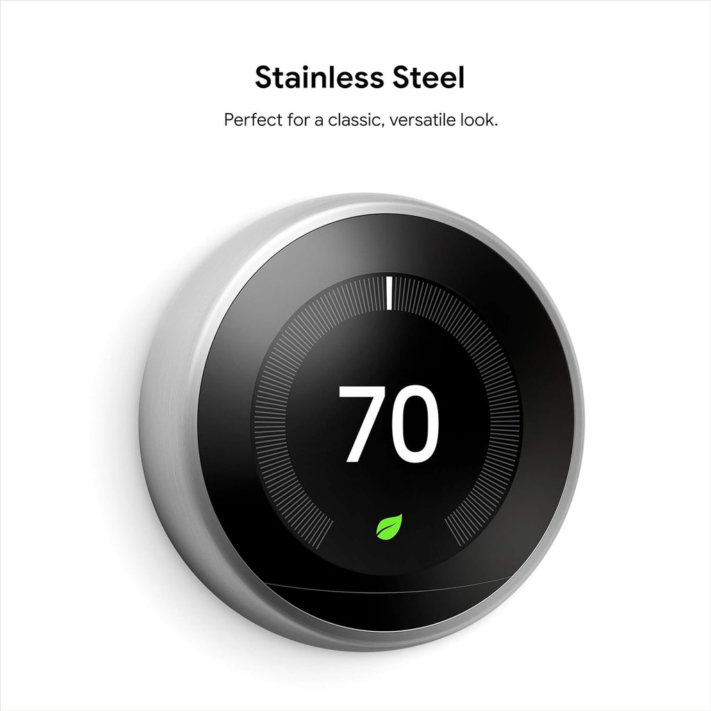 Google Nest Learning Thermostat (3rd Gen) T3016US | Smart Programmable Wi-Fi Thermostat in Black