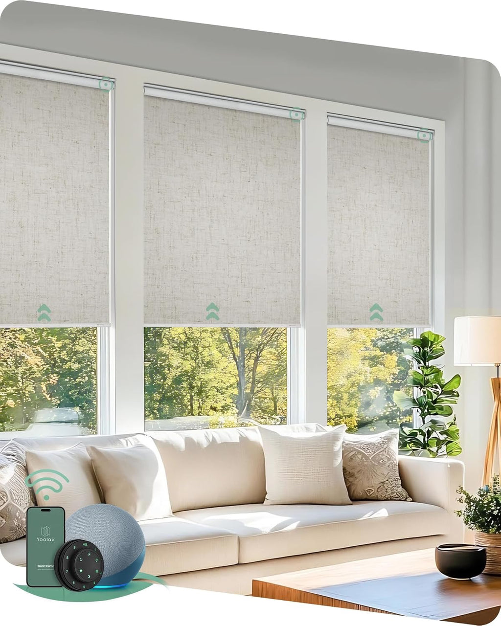Yoolax Motorized Blackout Smart Blinds – Alexa, Google & Apple Home Compatible Roller Shades