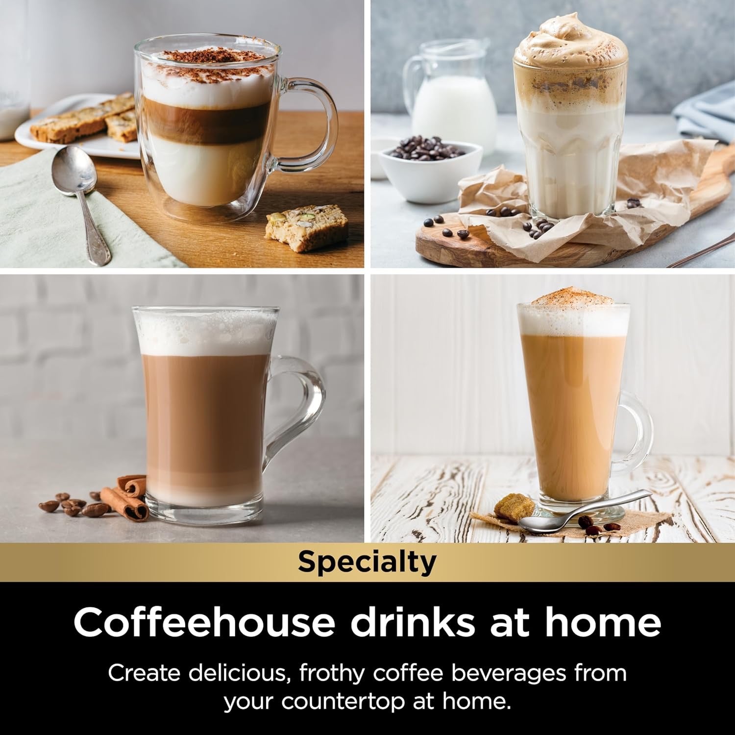 Ninja Pods & Grounds Specialty Single-Serve Coffee Maker with Milk Frother | Compact, K-Cup Compatible
