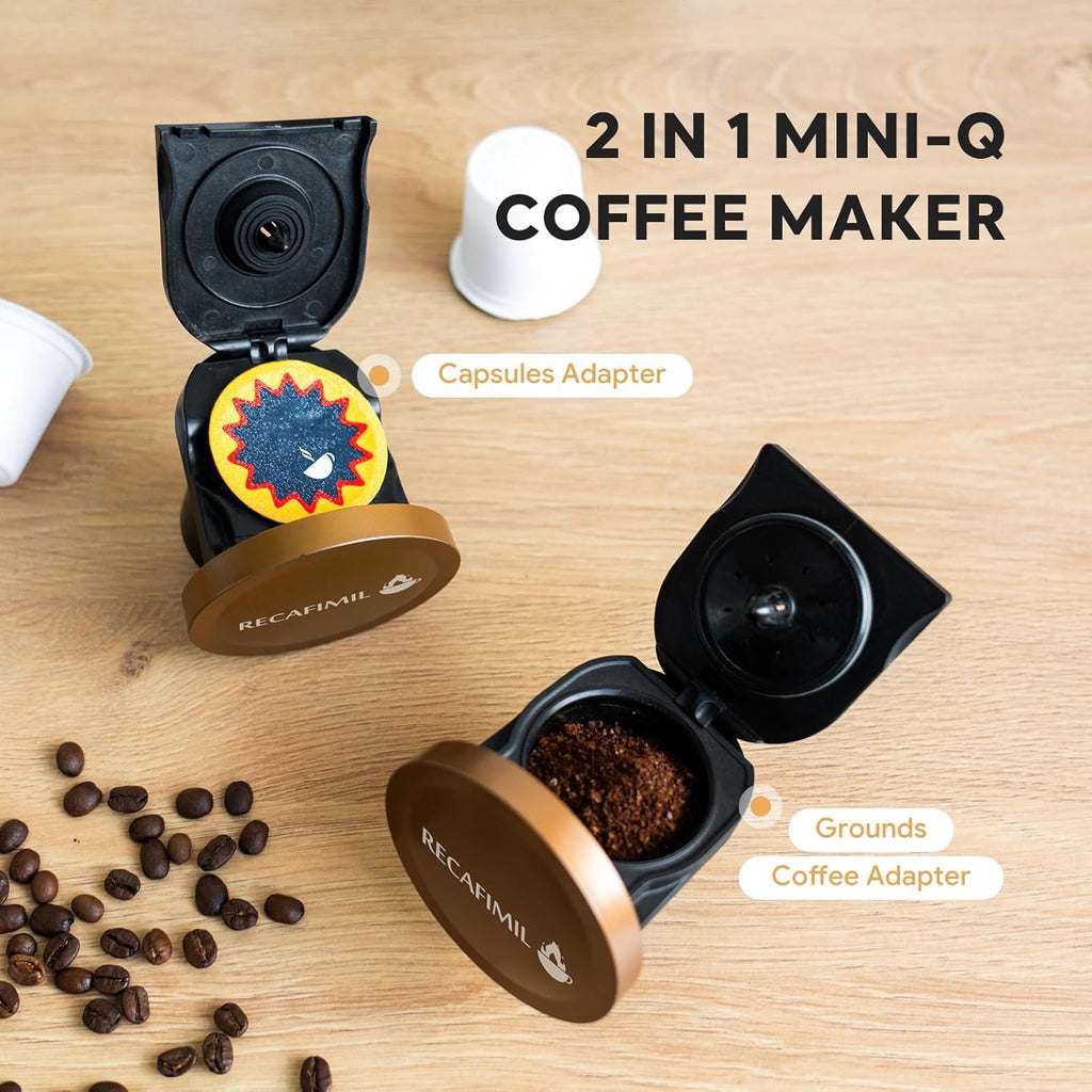 MINI Q 2-in-1 Single Serve Coffee Maker | Compact K-Cup & Ground Coffee Brewer – Grey