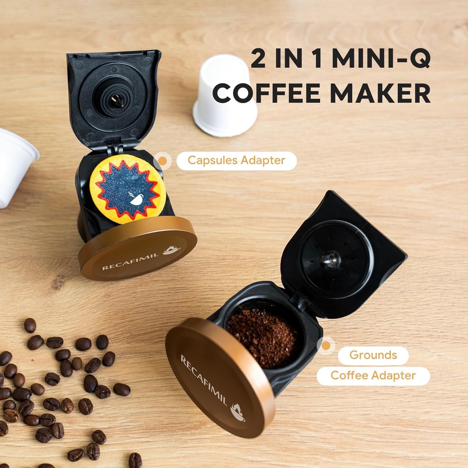 MINI Q 2-in-1 Single Serve Coffee Maker | Compact K-Cup & Ground Coffee Brewer – Grey