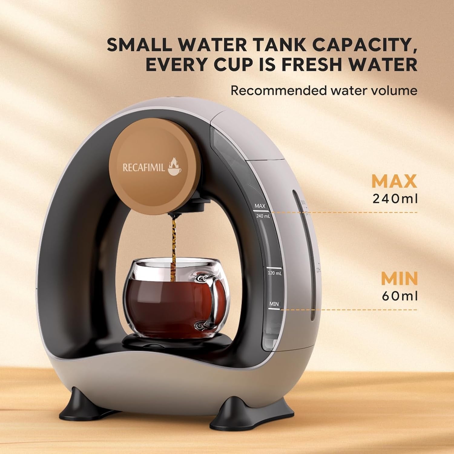 MINI Q 2-in-1 Single Serve Coffee Maker | Compact K-Cup & Ground Coffee Brewer – Grey