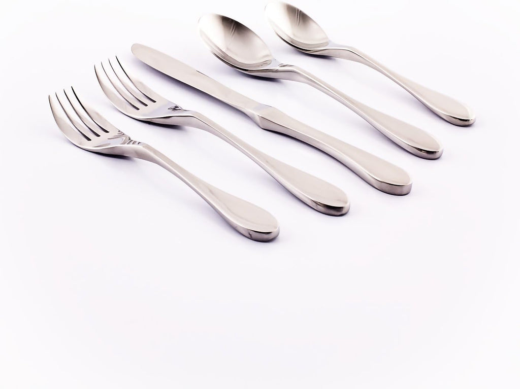 Knork Original Cutlery Flatware Set | 20-Piece 18/10 Stainless Steel Gloss Silver Utensils (Ergonomic Modern Silverware Set)