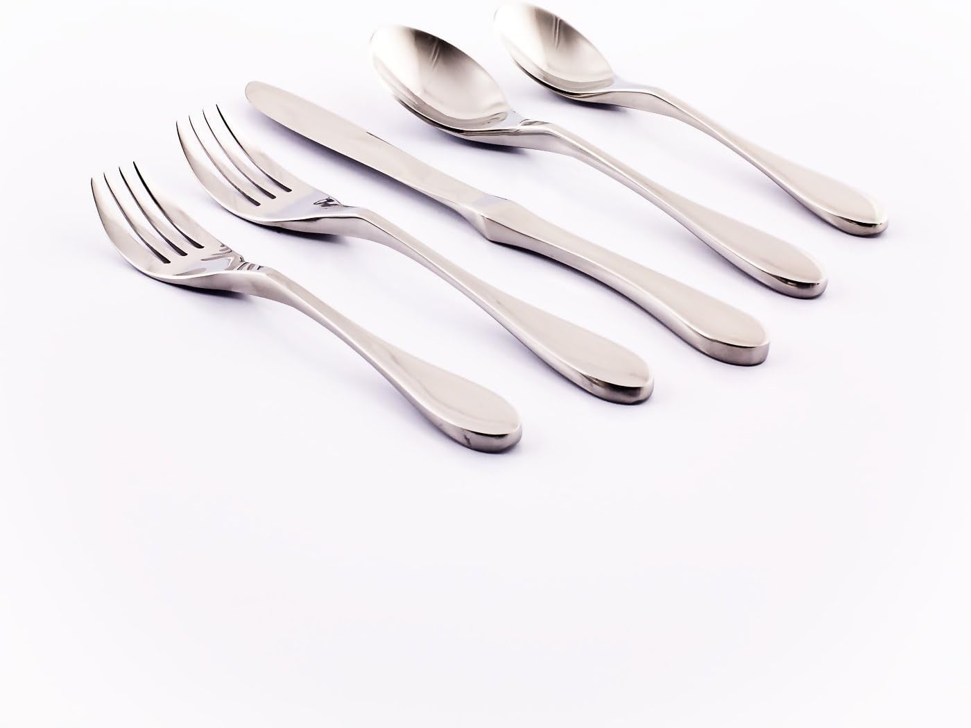 Knork Original Cutlery Flatware Set | 20-Piece 18/10 Stainless Steel Gloss Silver Utensils (Ergonomic Modern Silverware Set)