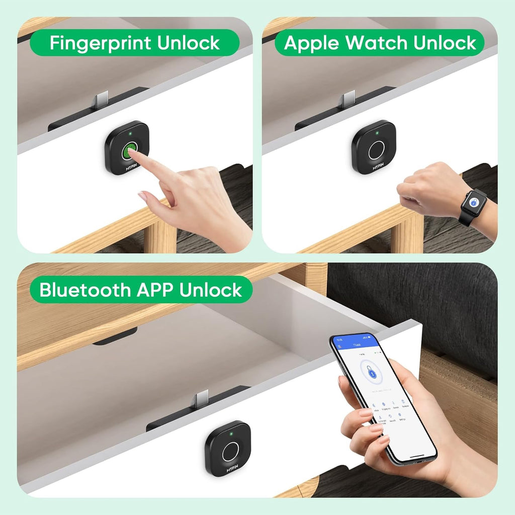 Bluetooth Fingerprint Cabinet Lock | App-Controlled Biometric Hidden Drawer & Wardrobe Lock