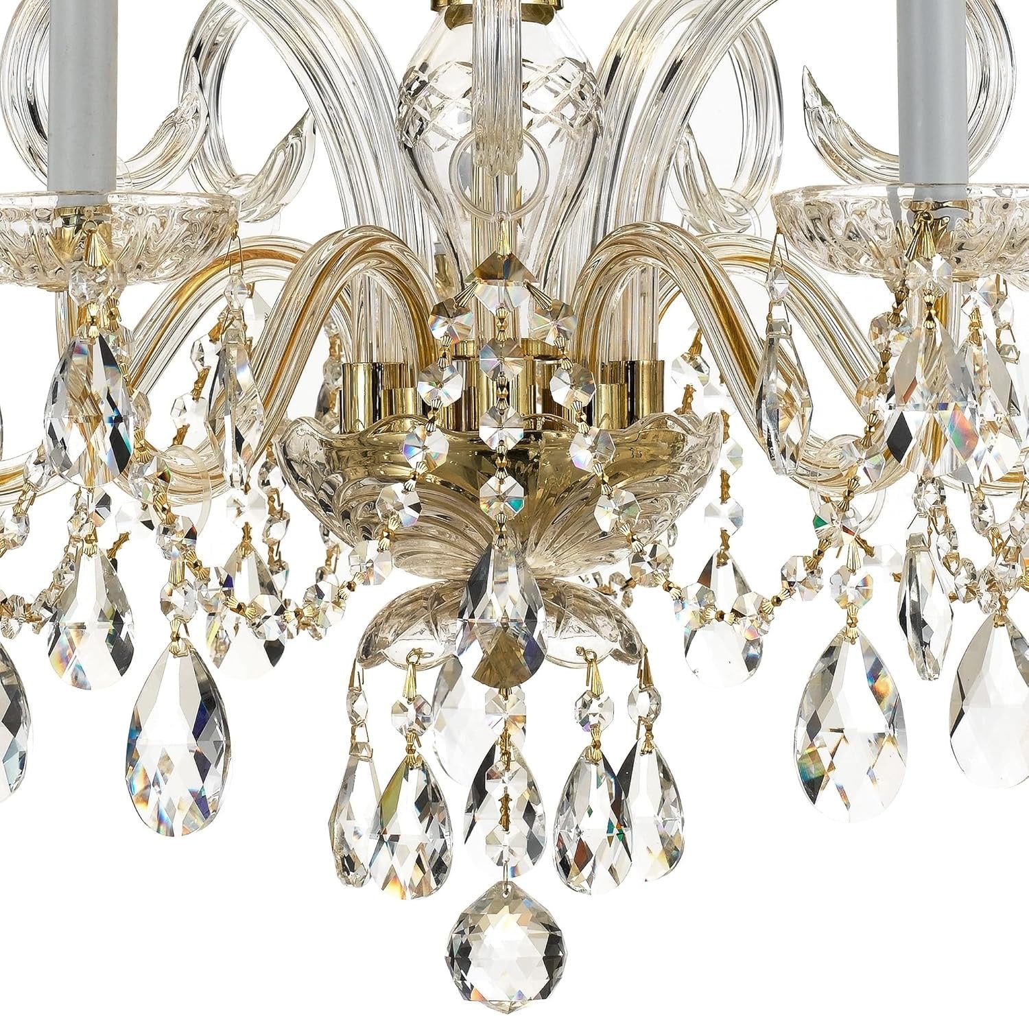 Traditional 5-Light Hand-Cut Crystal Chandelier | Polished Brass Statement Lighting