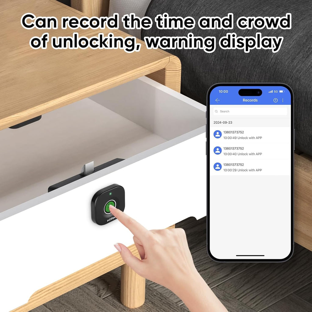 Bluetooth Fingerprint Cabinet Lock | App-Controlled Biometric Hidden Drawer & Wardrobe Lock