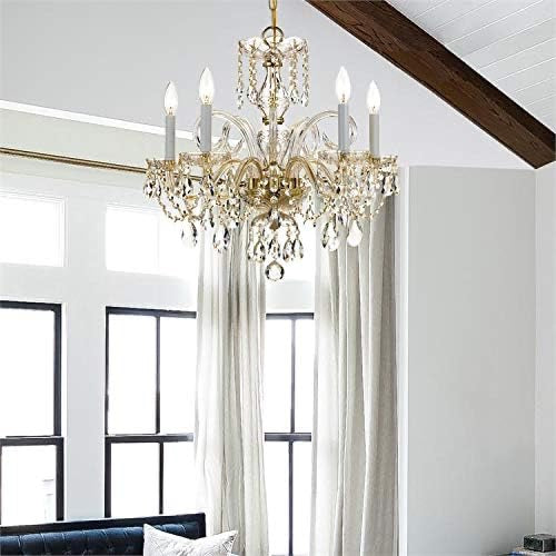 Traditional 5-Light Hand-Cut Crystal Chandelier | Polished Brass Statement Lighting