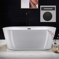 WOODBRIDGE 67" Freestanding Acrylic Soaking Bathtub | Contemporary Luxury Tub with Matte Black Drain
