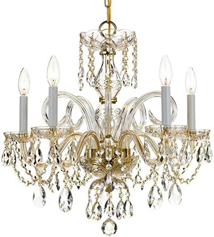 Traditional 5-Light Hand-Cut Crystal Chandelier | Polished Brass Statement Lighting