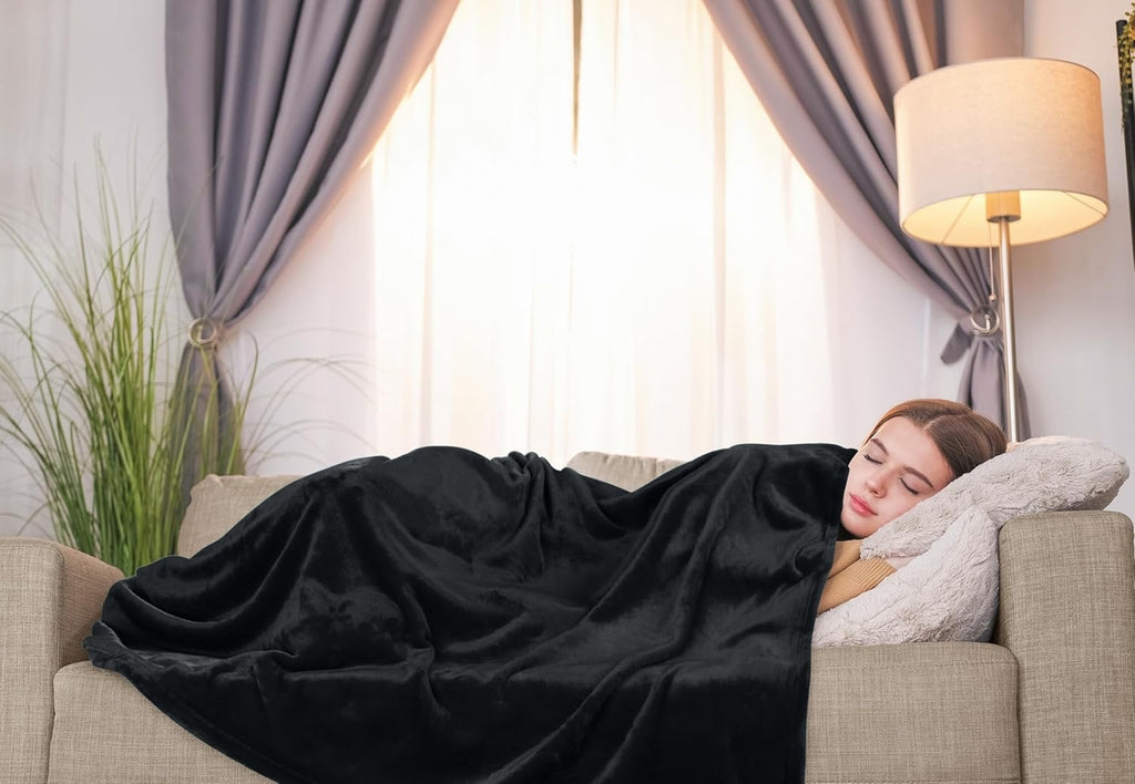 Utopia Bedding Black Fleece Throw Blanket | Ultra Soft Lightweight 50" x 70" Cozy Throw