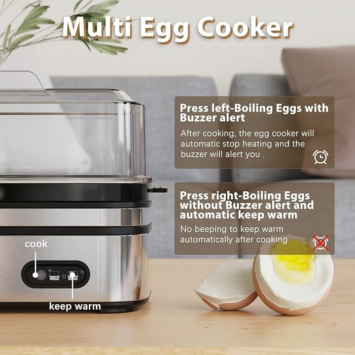 Evoloop Rapid Egg Cooker Electric 6-Egg Capacity | Multi-Function Egg Cooker with Auto Shut-Off (Soft, Medium, Hard Boiled & Poacher)