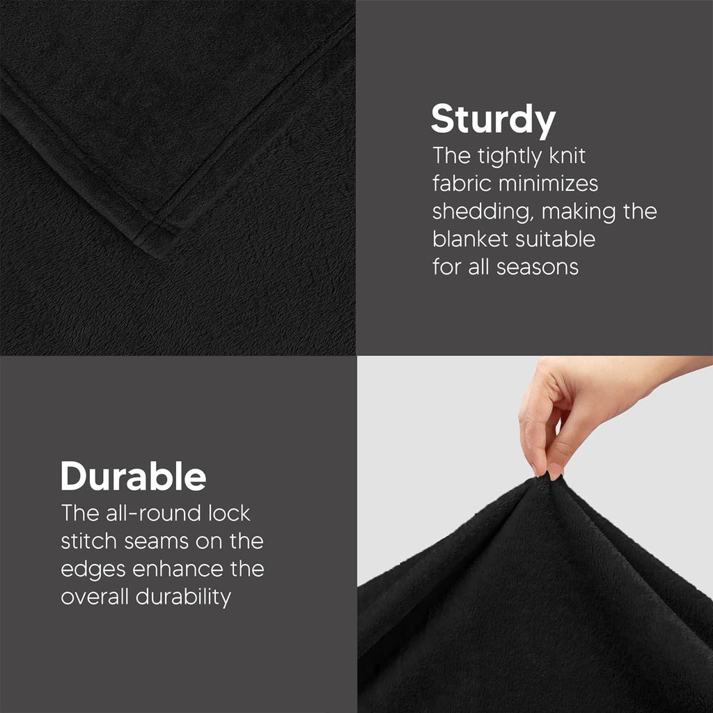 Utopia Bedding Black Fleece Throw Blanket | Ultra Soft Lightweight 50" x 70" Cozy Throw