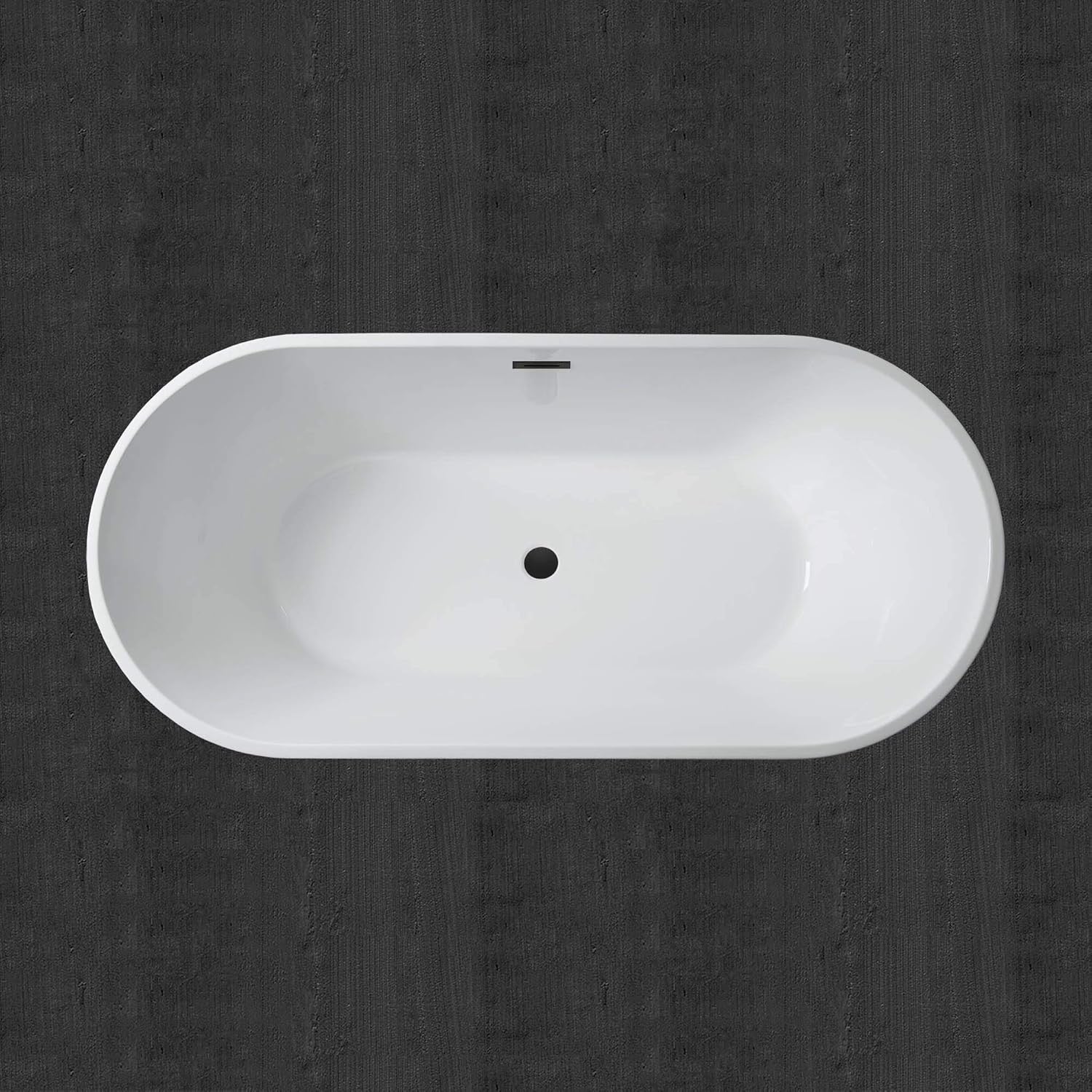 WOODBRIDGE 67" Freestanding Acrylic Soaking Bathtub | Contemporary Luxury Tub with Matte Black Drain