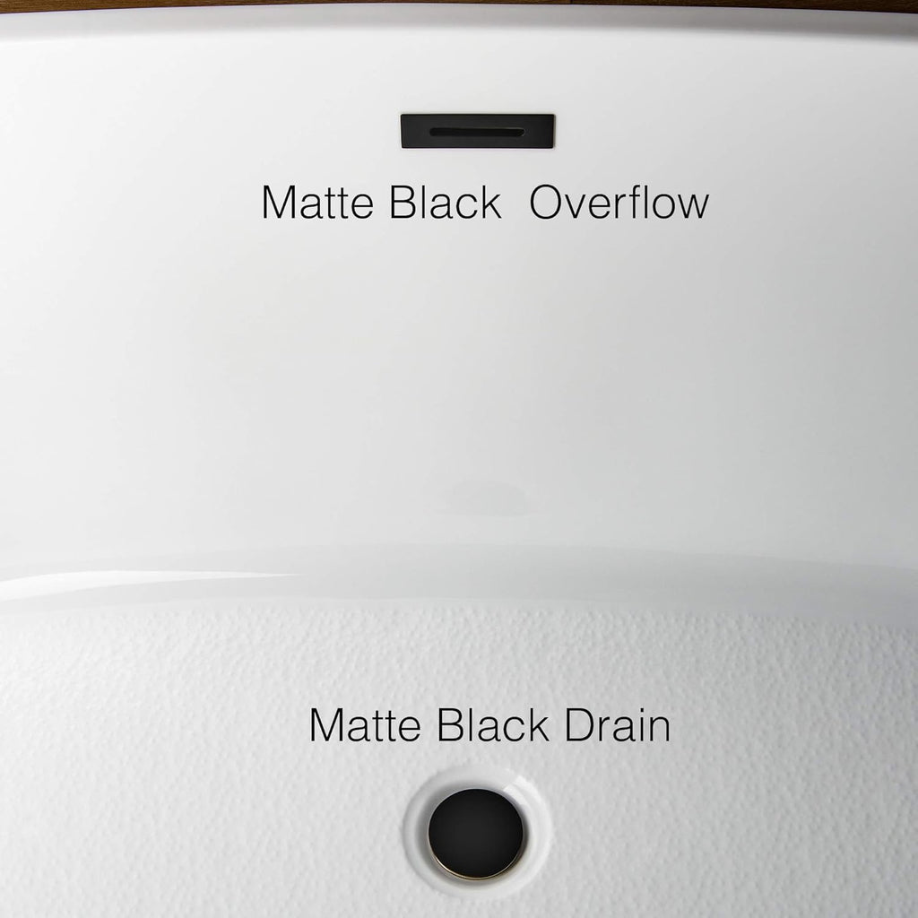WOODBRIDGE 67" Freestanding Acrylic Soaking Bathtub | Contemporary Luxury Tub with Matte Black Drain