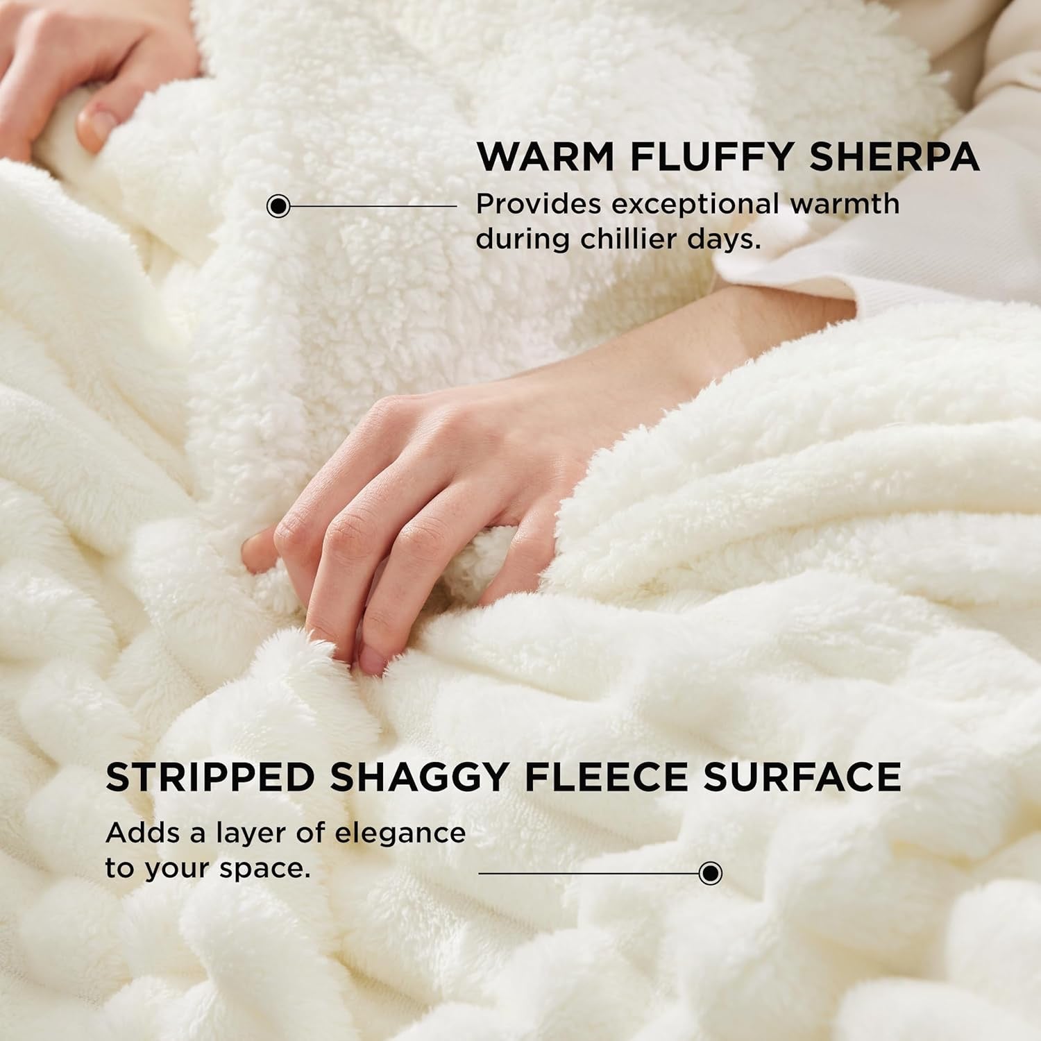 Bedsure Sherpa Throw Blanket | Plush White Fleece & Sherpa 50" x 60" Cozy Throw