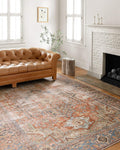 Loloi Loren LQ-15 Area Rug | Terracotta / Sky Vintage-Inspired Rug – 7'6" x 9'6"